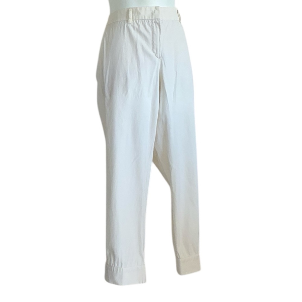 GUNEX High-Waisted White Cream Trousers, Ankle with Cuffs. 10